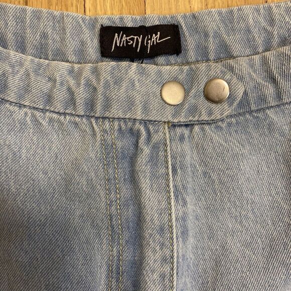 NWT Nasty Gal Women’s Size 10 Blue High Waist Wide Leg Light Blue Jeans Culottes - Picture 3 of 10